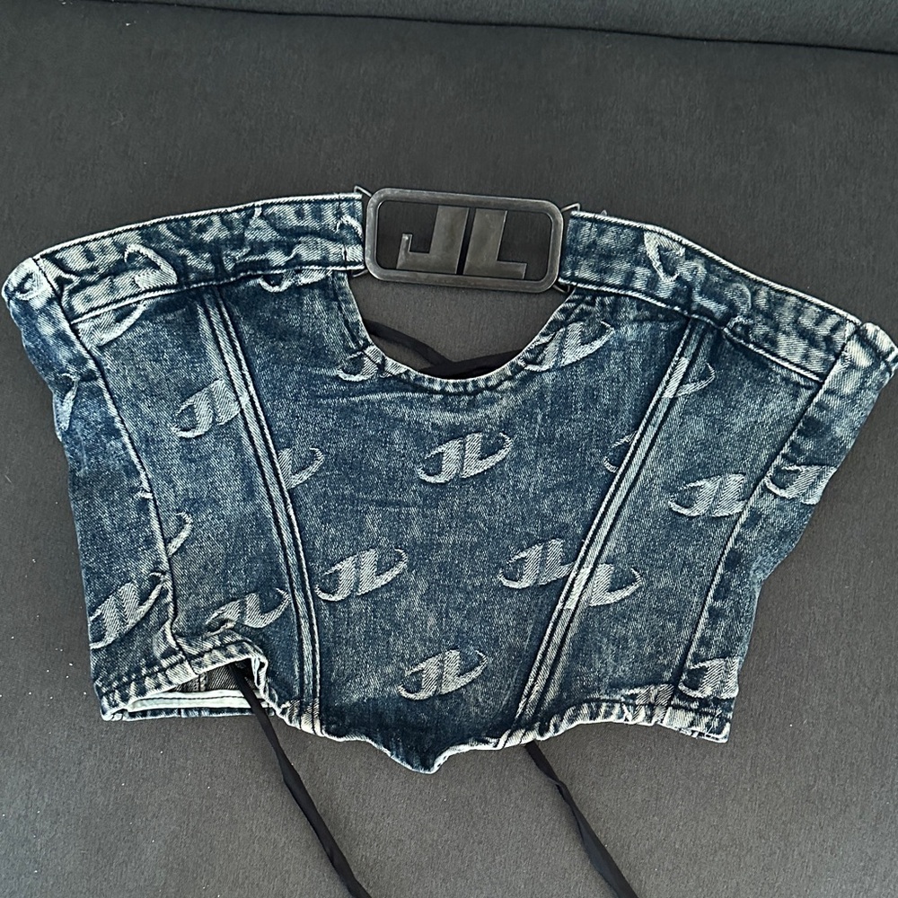 Jaded London Blue Denim Corset Top